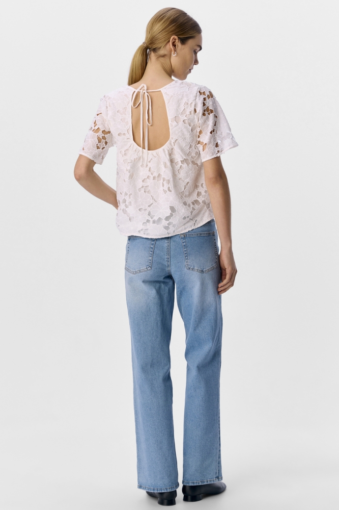 OBJNELLIE RE S/S V-NECK TOP 138 23046358 WHITE
